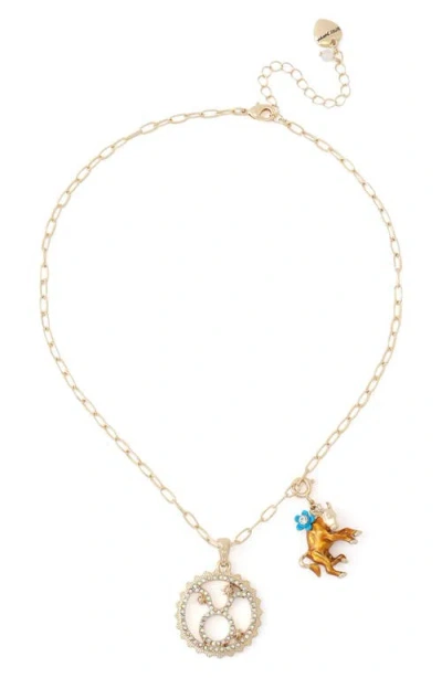 Betsey Johnson Gemini Charm Pendant Necklace In Gold