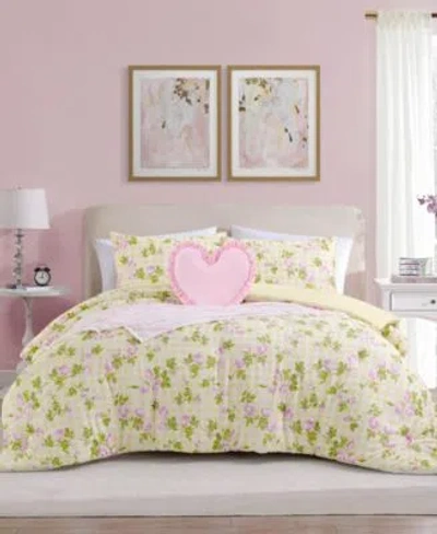Betsey Johnson Gingham Rose Microfiber Comforter Sets In White