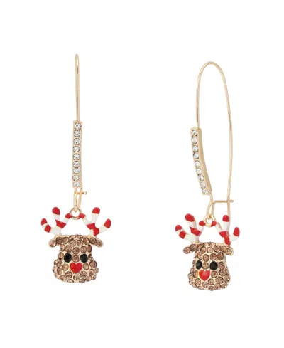Betsey Johnson Glass Crystal Candy Cane Drop Earrings In Brown