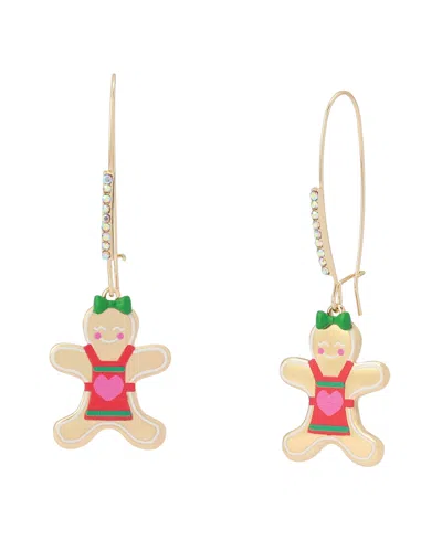 Betsey Johnson Glass Crystal Christmas Drop Earrings In Gold