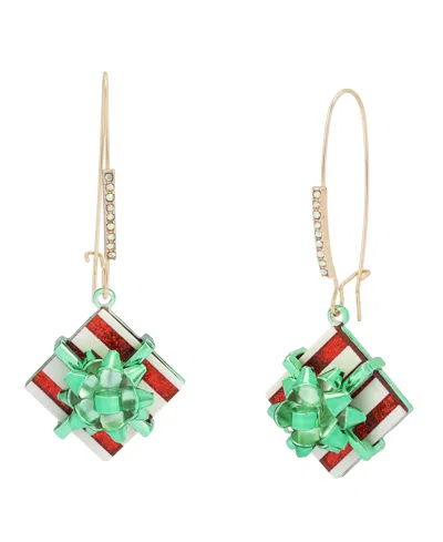 Betsey Johnson Glass Crystal Christmas Drop Earrings In Multi