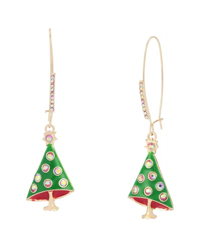 Betsey Johnson Glass Crystal Drop Earrings In Green