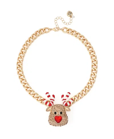 Betsey Johnson Glass Crystal Gold-tone Candy Cane Resin Necklace