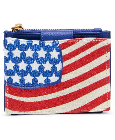 Betsey Johnson Glitter American Flag Mini Snap Wallet In Multi