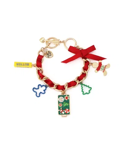 Betsey Johnson Gold-tone Baking Cookies Toggle Charm Bracelet In Multi