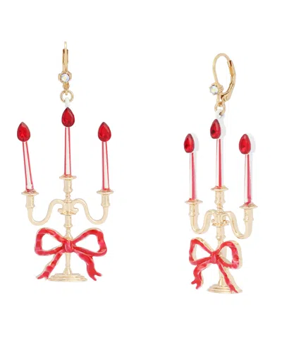Betsey Johnson Gold-tone Glass Crystal Drop & Chandelier Earrings In Multi