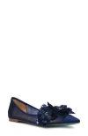 Betsey Johnson Gray Pointed Toe Flat In Navy
