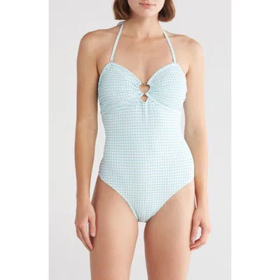 Betsey Johnson Halter One-piece Swimsuit In Saltwater Blue