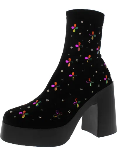 Betsey Johnson Harriet Womens Block Heel Lifestyle Ankle Boots In Black