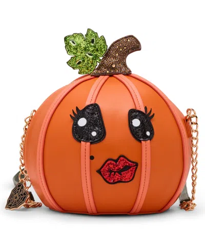 Betsey Johnson Hats Off Convertible Rhinestone Crossbody Bag In Orange