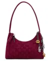 Betsey Johnson Headliner Deboss Top Zipper Shoulder Bag In Red