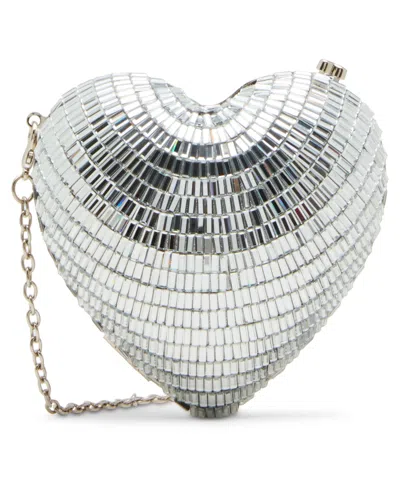 Betsey Johnson Heart Crossbody Heart Mini Bag In Silver