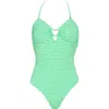 Betsey Johnson Heart Cutout Bandeau One-piece Swimsuit In Green