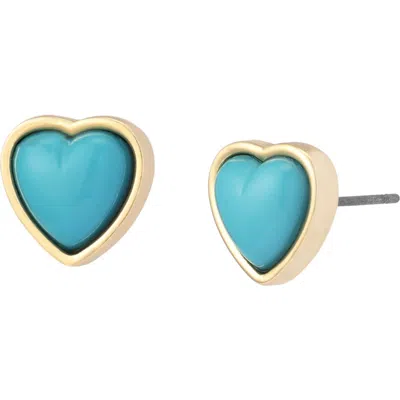 Betsey Johnson Heart Stud Earrings In Blue