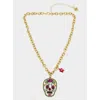 Betsey Johnson Hola To Love Skull Necklace Multi Pink In Multi