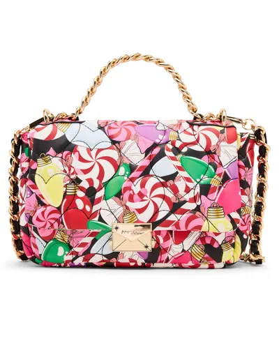Betsey Johnson Holiday Blow Out Flap Small Crossbody Bag In Multi