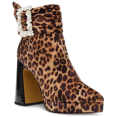Betsey Johnson Idris Womens Block Heel Pointed Toe Ankle Boots In Multi