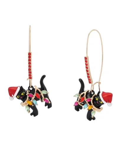 Betsey Johnson Imitation Pearl And Glass Crystal Gold-tone Chandelier Earrings