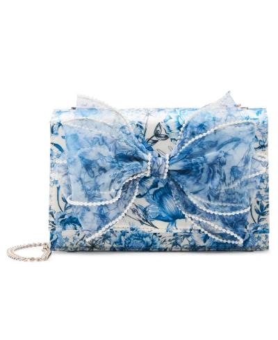 Betsey Johnson Imitation Pearl Trimmed Bow Bag In Blue