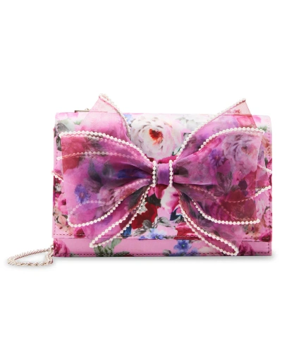 Betsey Johnson Imitation Pearl Trimmed Bow Bag In Pink