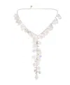 Betsey Johnson Ivory Garden Glam Flower Petal Y-necklace In Ivory,rhodium