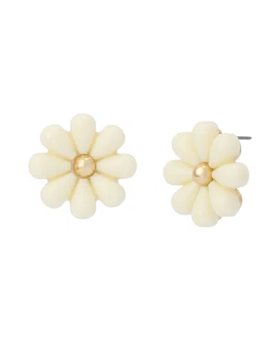 Betsey Johnson Ivory Spring Chick Daisy Stud Earrings In Neutral