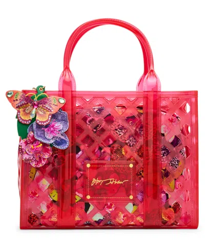 Betsey Johnson Jammin Clear Small Satchel Bag In Pink