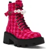 Betsey Johnson Jonnie Lug Sole Boot In Red