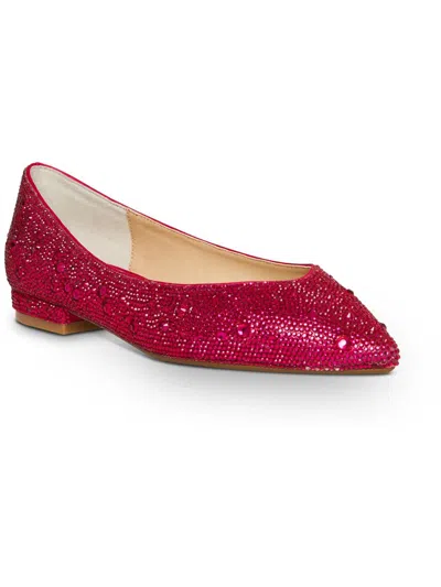 Betsey Johnson Jude Womens Embellished Low Heel Pointed Toe Flats In Pink