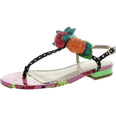 Betsey Johnson Juicie Womens Embellished Man Made Slingback Sandals In Pink