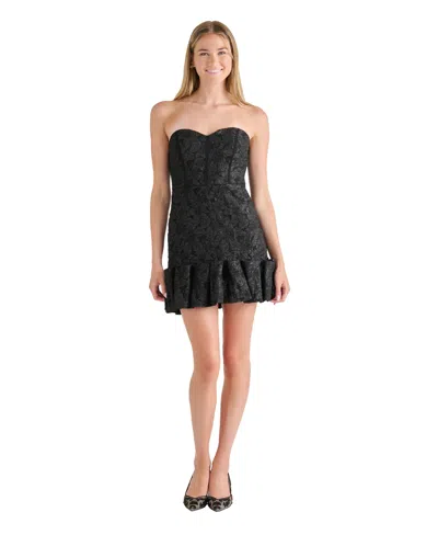 Betsey Johnson Juniors' Strapless Dress In Black