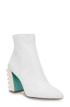 Betsey Johnson Women's Merri Mesh Embellished Block Heel Booties In Ivory