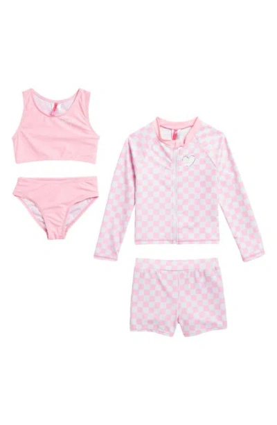 Betsey Johnson Kids' 4-piece Assorted Swim Set In Pink Multi