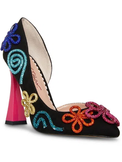 Betsey Johnson Kimara Womens Faux Suede Pointed Toe Pumps In Multi