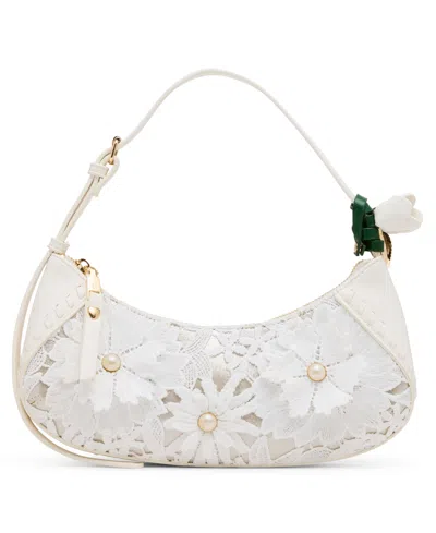 Betsey Johnson Lacey Crochet Small Shoulder Bag In White