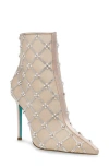 Betsey Johnson Larkk Womens Embellished Mesh Booties In Beige