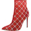 Betsey Johnson Larkk Womens Embellished Mesh Booties In Red