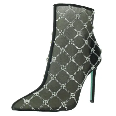 Betsey Johnson Larkk Womens Mesh Embellished Ankle Boots In Black