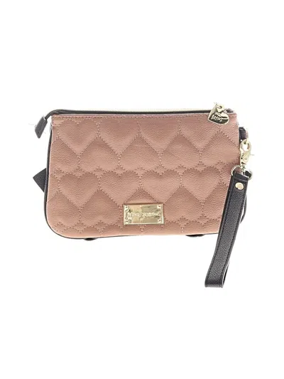 Pre-owned Betsey Johnson Leather Wristlet In Brown