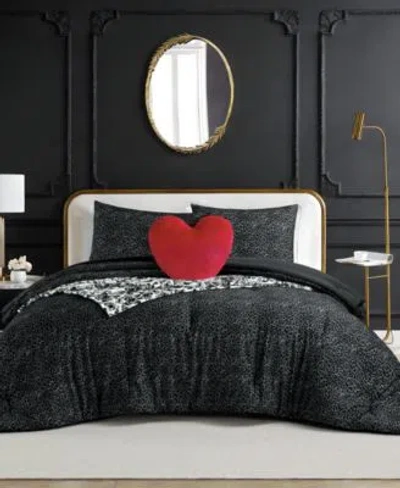 Betsey Johnson Leopard Forever Microfiber Comforter Sets In Black