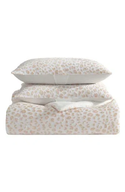 Betsey Johnson Leopard Print Burnout Velvet & Microfiber Comforter Set In Neutral
