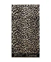 Betsey Johnson Leopard Printed Cotton Blend Beach Towel In Black