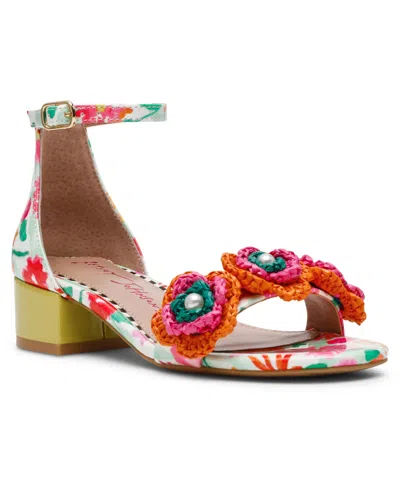 Betsey Johnson Kids' Little And Big Girls Brady Crochet Flower Sandal In White Multi