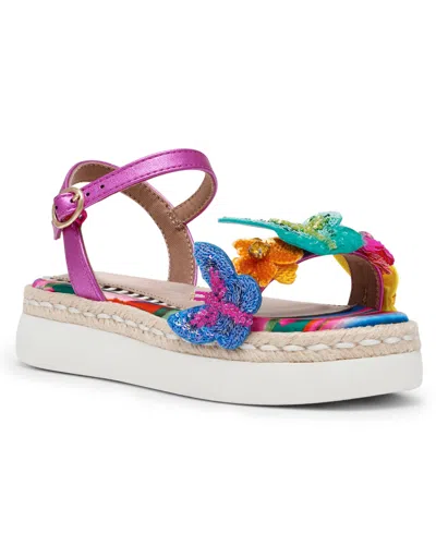 Betsey Johnson Kids' Little And Big Girls Emery Platform Butterfly Sandal In Fuchsia Multi