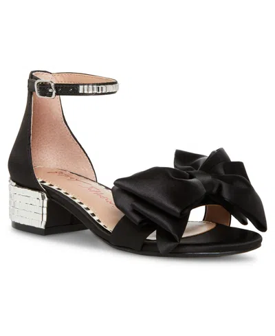 BETSEY JOHNSON LITTLE AND BIG GIRLS MADDY RHINESTONE HEELED SANDALS WITH BOW