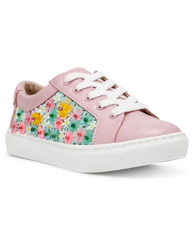 Betsey Johnson Kids' Little And Big Girls Romy Floral Sequin Sneaker In Pink Multi