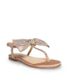 Betsey Johnson Little And Big Girls Sasha T-strap Sandals With Bow Detail In Champagne