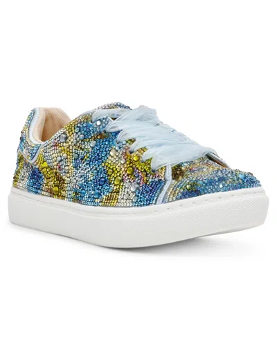 Betsey Johnson Kids' Little And Big Girls Sidny Rhinestone Sneakers In Blue Tulip