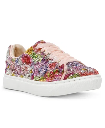 Betsey Johnson Kids' Little And Big Girls Sidny Rhinestone Sneakers In Bright Floral