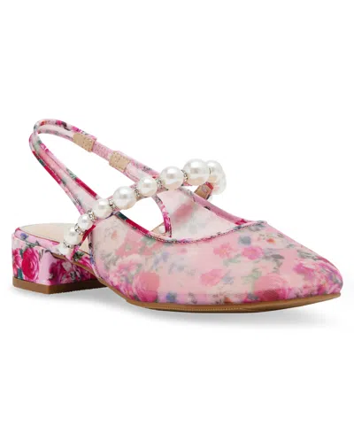 Betsey Johnson Kids' Little And Big Girls Sling Back Flat In Pink Floral